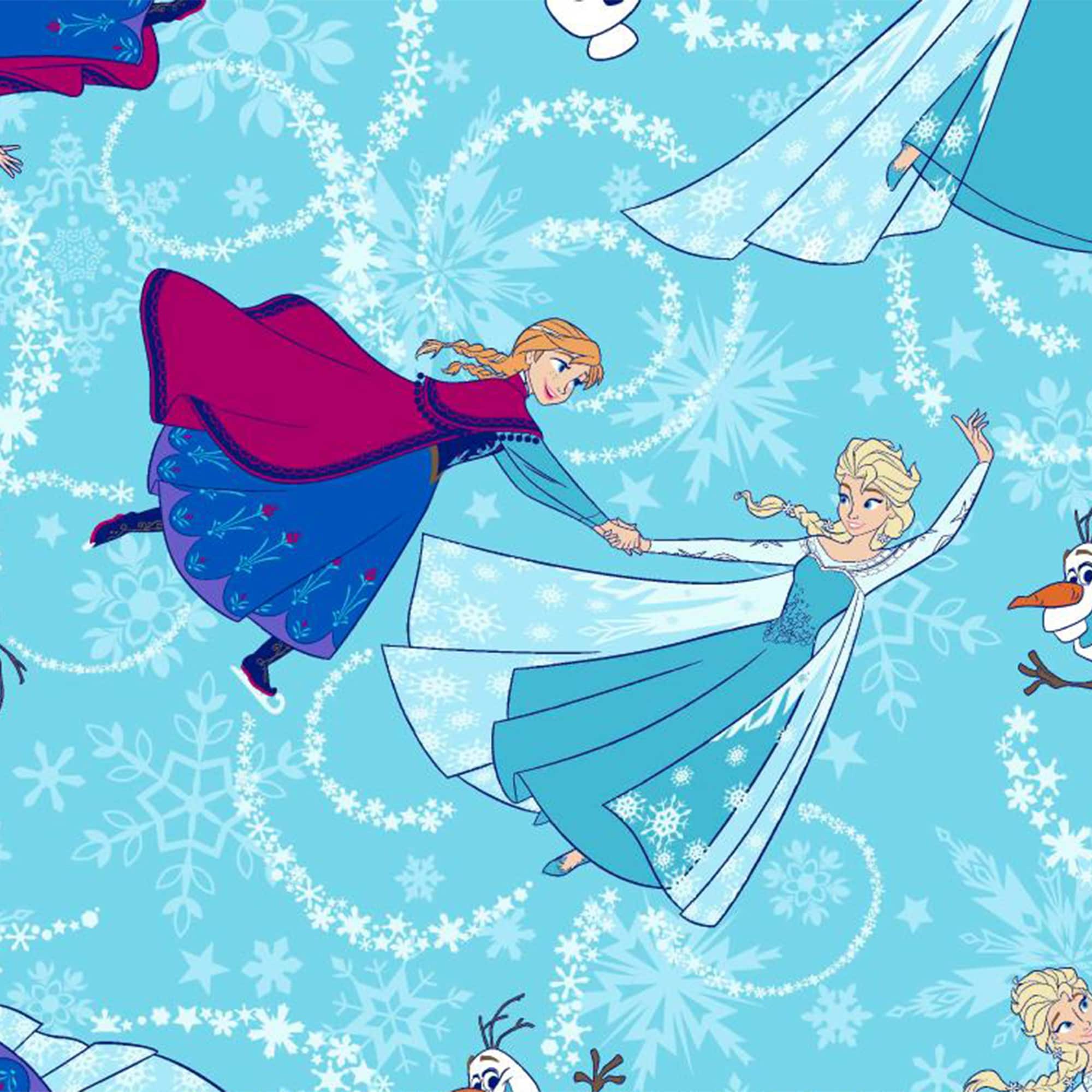 Disney® Frozen Sisters Ice Skating Toss Glitter Quilting Cotton Fabric